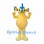 Seahorse Mascot Costume in Yellow and Blue with Curled Tail