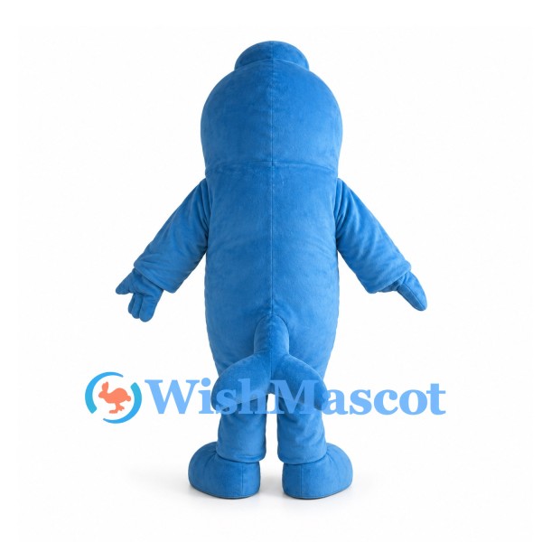Blue Dolphin Mascot Costume with Cream Belly and Blue Chest Patch