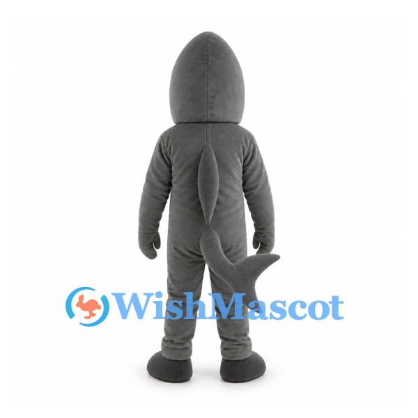 Gray Shark Mascot Costume with White Face and Belly