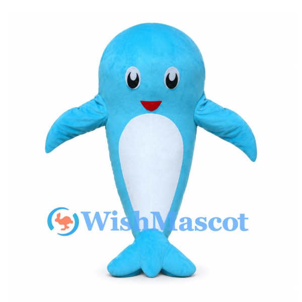 Light Blue Dolphin Mascot Costume with Rounded Head