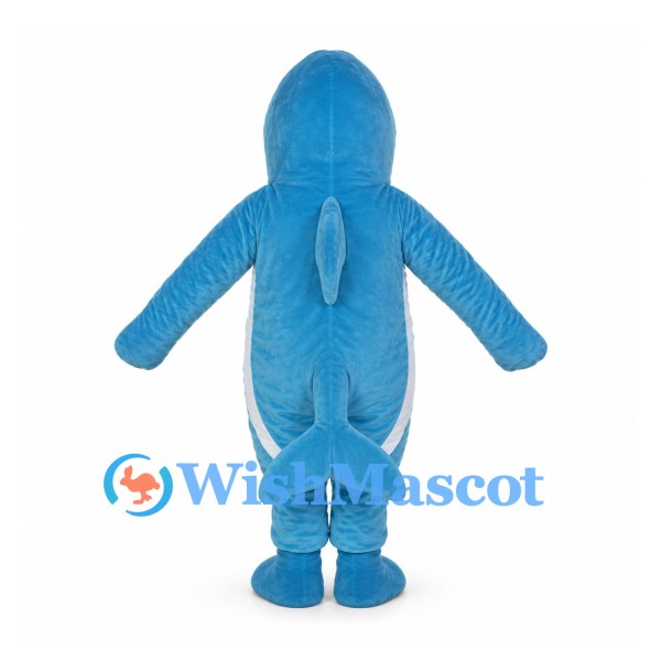 Blue Dolphin Mascot Costume with Wide Smile
