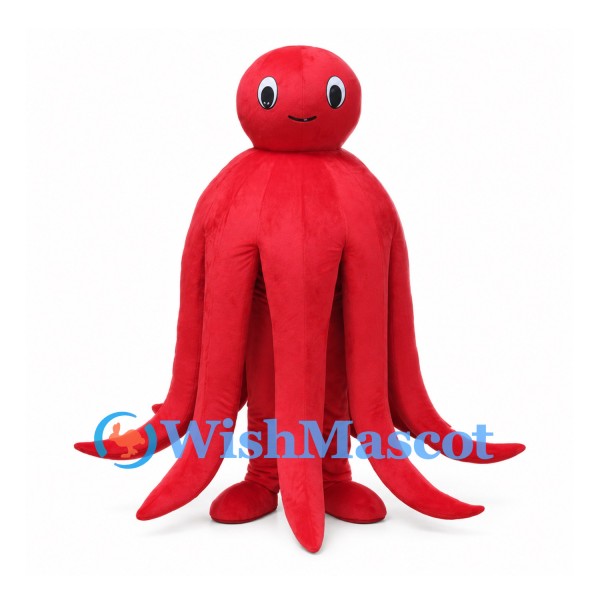 Red Octopus Mascot Costume with Long Tentacles