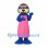 Blue Otter Mascot Costume with Pink Apron and Orange Headband