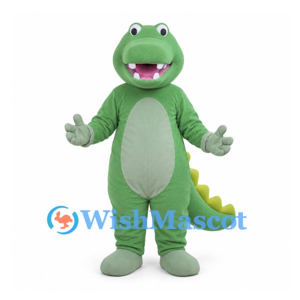 Green Dinosaur Mascot Costume with Light Green Belly
