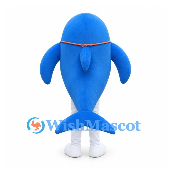 Blue Whale Mascot Costume with Orange Necklace