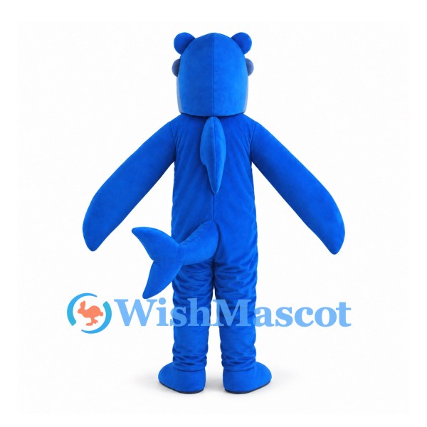 Blue Shark Mascot Costume with Large White Teeth