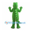 Green Crocodile Mascot Costume with Cream Belly and Long Snout