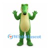 Green Crocodile Mascot Costume with Cream Belly and Long Snout