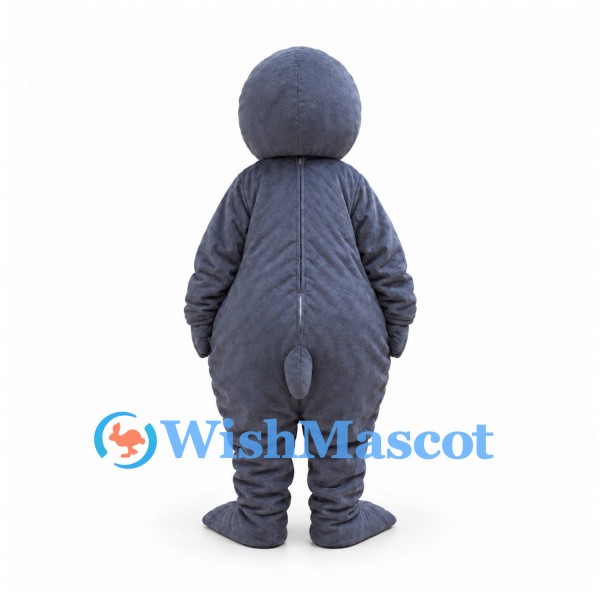 Gray Seal Mascot Costume with Round Head and White Belly