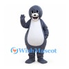 Gray Seal Mascot Costume with Round Head and White Belly