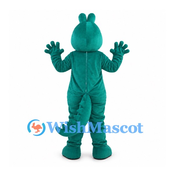 Teal Crocodile Mascot Costume with Yellow Striped Belly