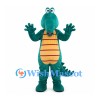 Teal Crocodile Mascot Costume with Yellow Striped Belly