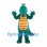 Teal Crocodile Mascot Costume with Yellow Striped Belly