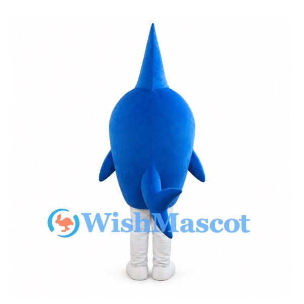 Blue Shark Mascot Costume with Tall Dorsal Fin