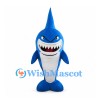 Blue Shark Mascot Costume with Tall Dorsal Fin