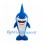 Blue Shark Mascot Costume with Tall Dorsal Fin