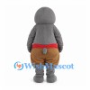 Gray Walrus Mascot Costume with Brown Pants and Red Sash