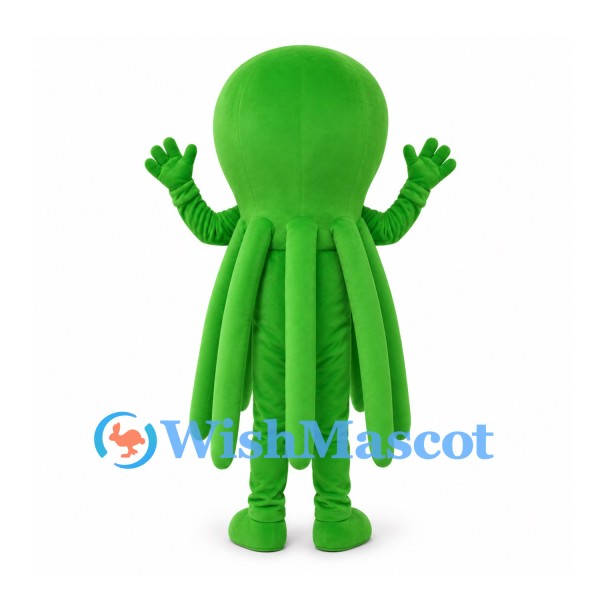 Green Octopus Mascot Costume with Large Rounded Head