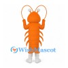 Orange Shrimp Mascot Costume with Long Curved Antennae