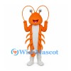 Orange Shrimp Mascot Costume with Long Curved Antennae