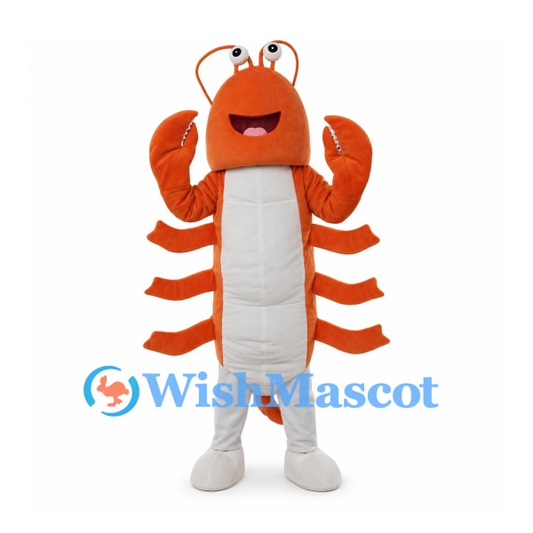 Orange Lobster Mascot Costume with Large Claws