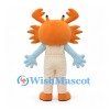 Crab Mascot Costume with Orange Shell Head and Blue Gloves