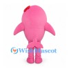 Pink Dolphin Mascot Costume with White Belly and Red Bow
