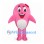 Pink Dolphin Mascot Costume with White Belly and Red Bow