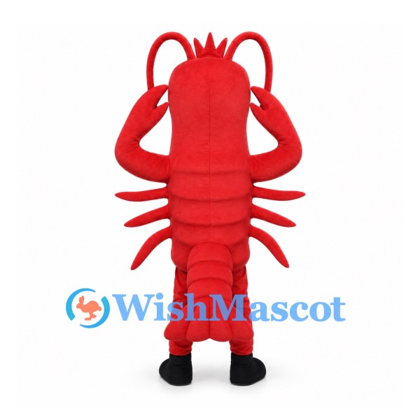 Red Lobster Mascot Costume with Raised Claws and Long Antennae