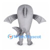 Gray Shark Mascot Costume with Rounded Body and Wide Grin