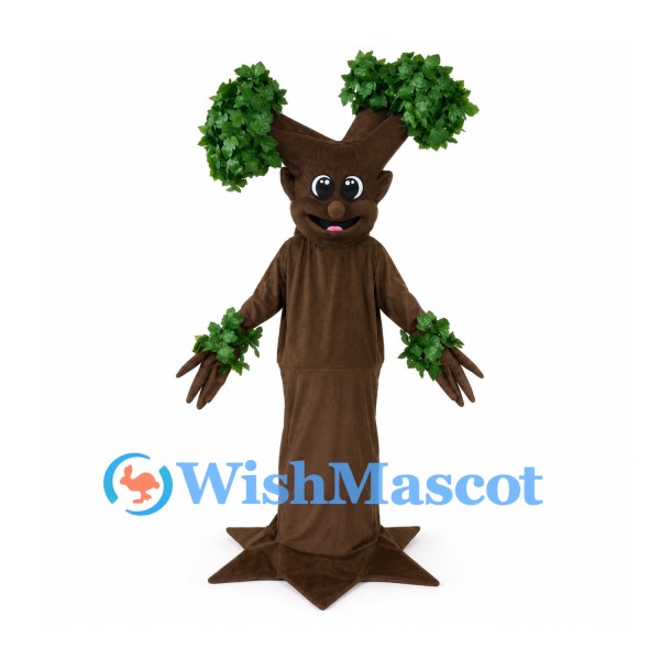 Tree Mascot Costume with Brown Trunk and Green Leaf Branches