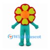 Flower Mascot Costume with Yellow Heart-Shaped Petals
