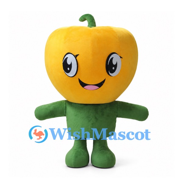 Yellow Bell Pepper Mascot Costume with Green Body