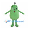 Green Bean Mascot Costume with Curled Stem
