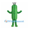 Green Cactus Mascot Costume with Stripes and Black Spines