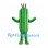 Green Cactus Mascot Costume with Stripes and Black Spines
