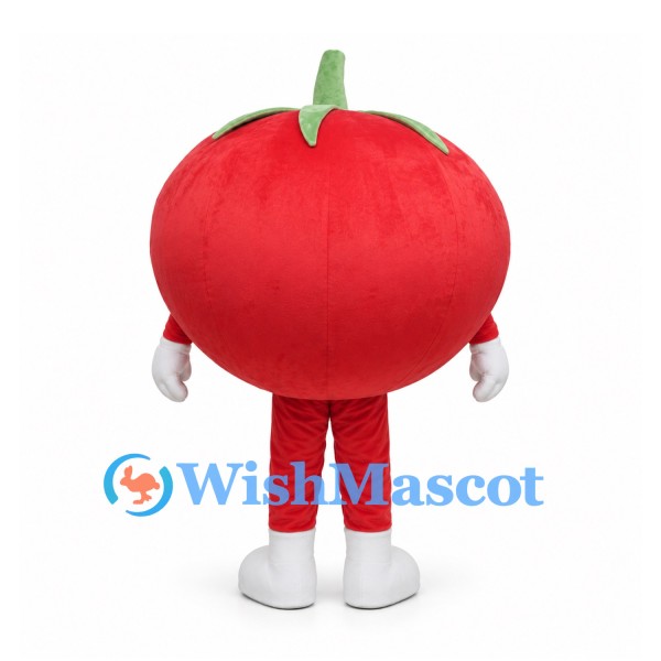 Tomato Mascot Costume with Green Stem and White Gloves