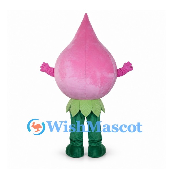 Pink Onion Mascot Costume with Green Leaf Collar
