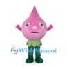 Pink Onion Mascot Costume with Green Leaf Collar