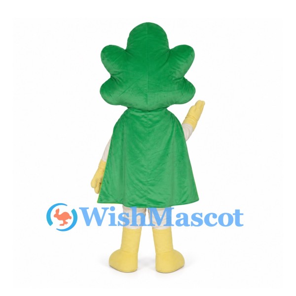 Leaf Fairy Mascot Costume with Green Cape and Yellow Boots