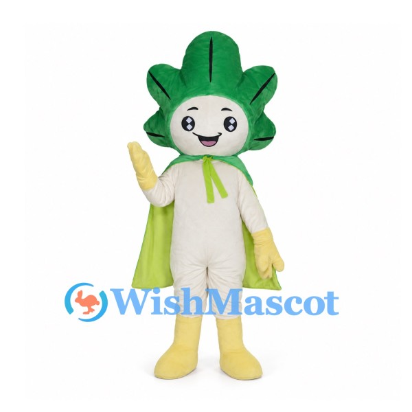 Leaf Fairy Mascot Costume with Green Cape and Yellow Boots