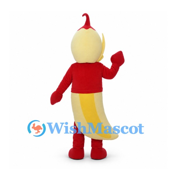 Banana Mascot Costume with Red Jacket and Gloves