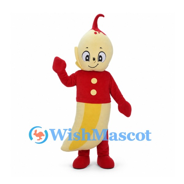 Banana Mascot Costume with Red Jacket and Gloves