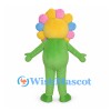 Flower Mascot Costume with Pastel Petals and Green Body