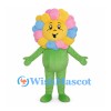 Flower Mascot Costume with Pastel Petals and Green Body
