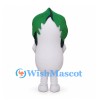 White Eggplant Mascot Costume with Green Leaf Top