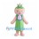 Peach Mascot Costume with Green Dress and Purple Bib