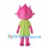 Pink Flower Mascot Costume with Green Dress