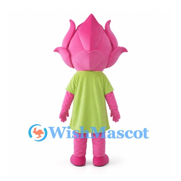 Pink Flower Mascot Costume with Green Dress