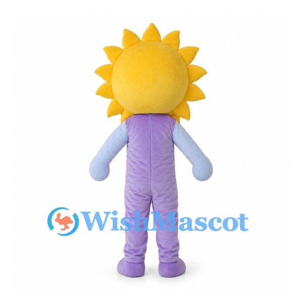 Sunflower Mascot Costume with Purple Jumpsuit